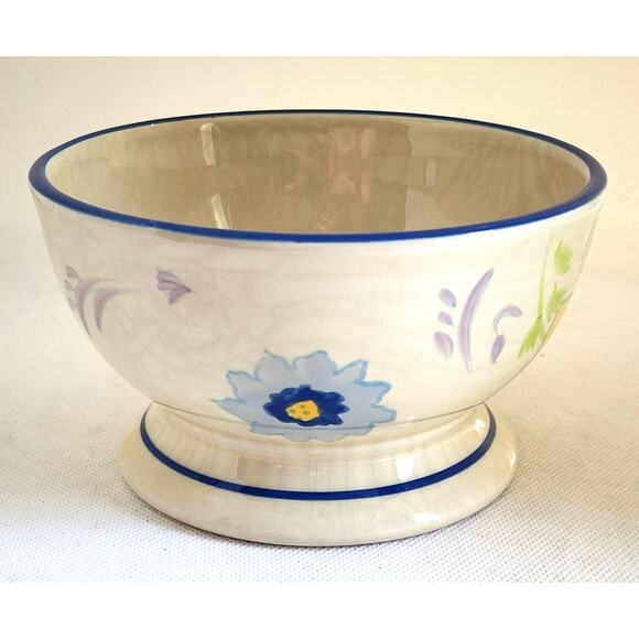 BOWLS-KIMBERLY HODGES-Hallmark-Cereal/Soup/Noodle-Blue-Light Cream-Footed-Set 4 - Picture 5 of 12